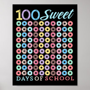 Days Of School Donut Cute 100th Day Of School Swee Poster