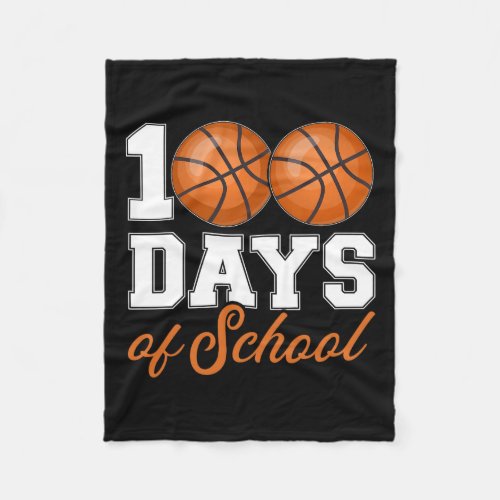 Days Of School For 100th Day Basketball Student Te Fleece Blanket