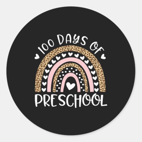 Days Of School For Preschool Teacher Rainbow Leopa Classic Round Sticker