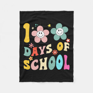 Days Of School Groovy 100th Day School Teacher Kid Fleece Blanket