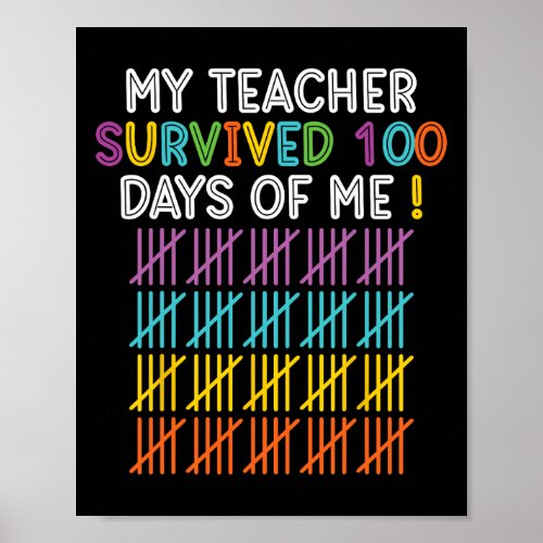 Days Of School Happy 100th Day Of School Teacher S Poster