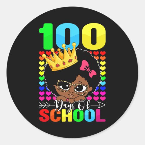 Days Of School Kids Girl Black African American  Classic Round Sticker