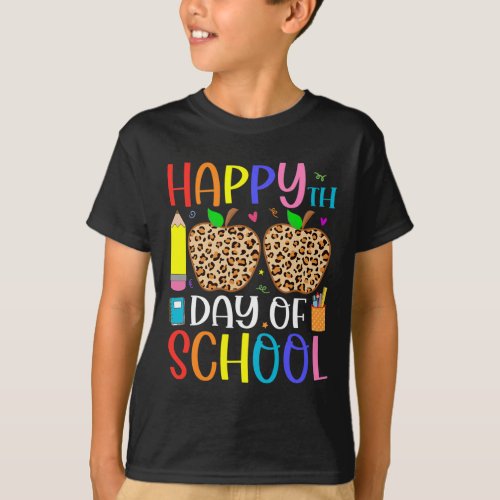 Days Of School Leopard Teacher And Student  T_Shirt