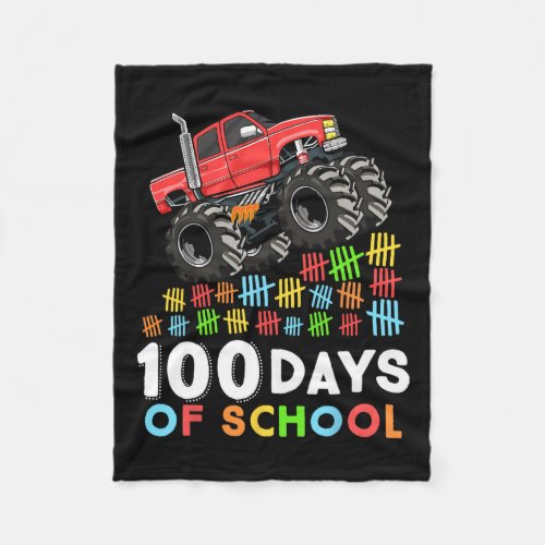 Days Of School Monster Truck 100th Day Of School B Fleece Blanket