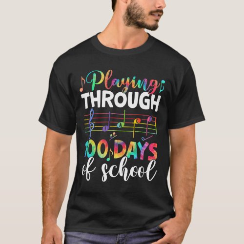 Days Of School Music Teacher Student Gifts 100th D T_Shirt