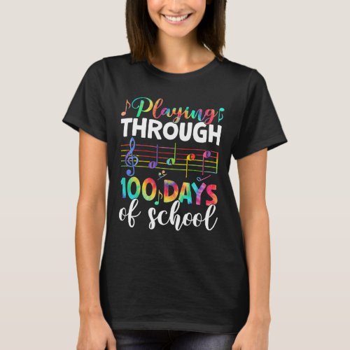 Days Of School Music Teacher Student Gifts 100th D T_Shirt