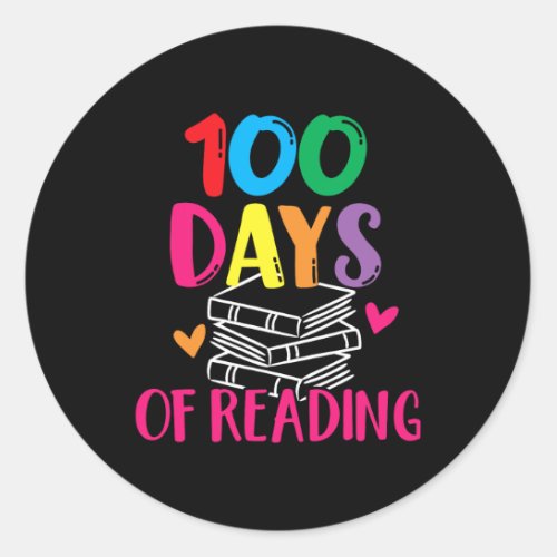 Days Of School Reading English Teacher Books Stack Classic Round Sticker