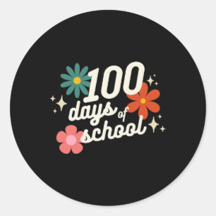 Days Of School Retro Teacher Student Kindergarten  Classic Round Sticker