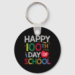 Days Of School Teacher And Kids Happy 100th Day No Keychain