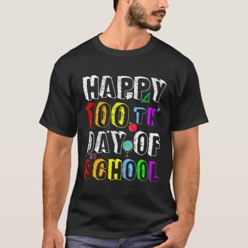 Days Of School Teacher And Student Happy 100 Days  T_Shirt