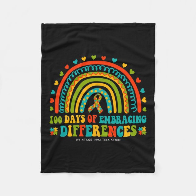 Days Of School Teacher Autism Iep Embrace Differen Fleece Blanket (Front)