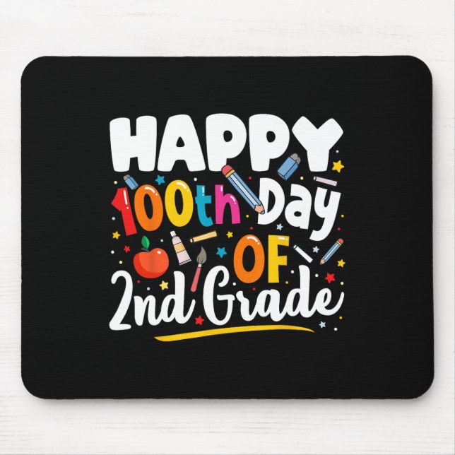 Days Of School Teacher Gift 100th Day Of 2nd Grade Mouse Pad (Front)