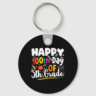 Days Of School Teacher Gift 100th Day Of 5th Grade Keychain