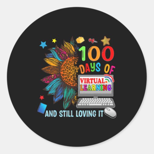 Days Of School Teacher Virtual Learning Still Lovi Classic Round Sticker