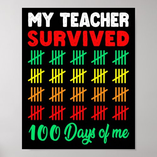 Days Of School Tee Kids 100th Day Of School Costum Poster