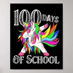 Days Of School Unicorn Happy Magical 100 Days Teac Poster