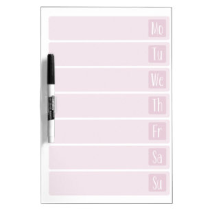 Days of the Week Calendar Pink Dry-Erase Board