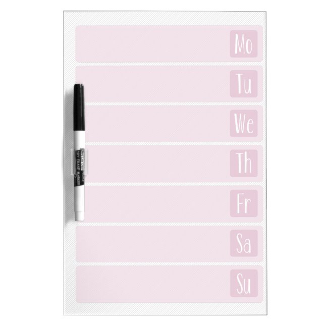 Days of the Week Calendar Pink Dry-Erase Board (Front)