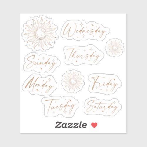 Days of the Week Celestial Planner Sticker Sheet