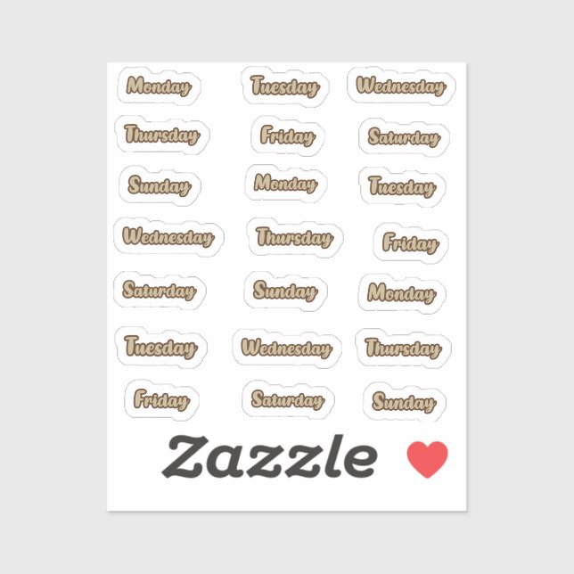 Days of the week cursive sticker (Sheet)