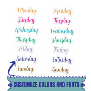 Days of The Week Decorative Custom Stickers
