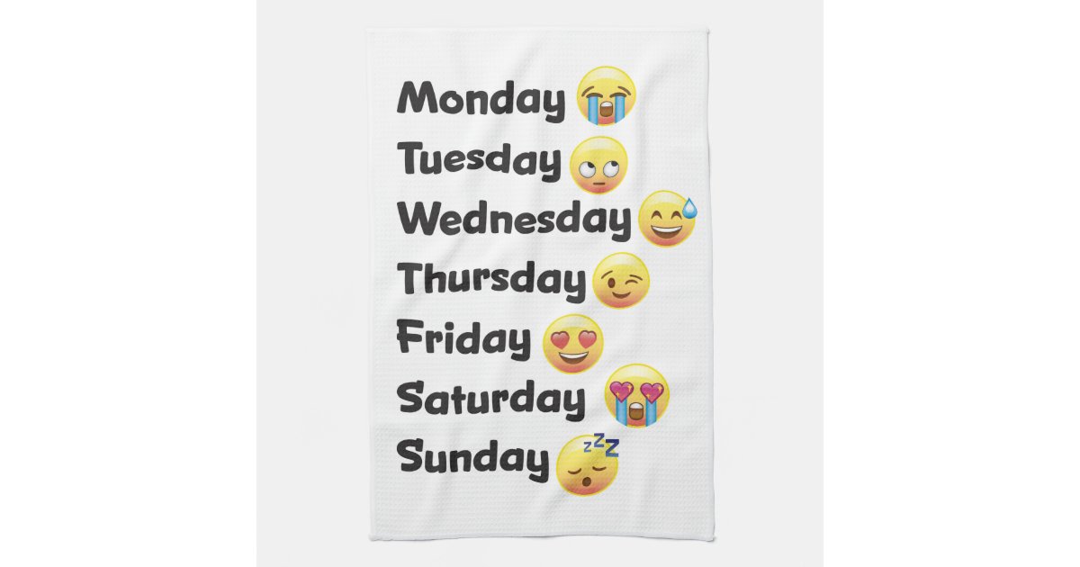 Days Of The Week Emoji Kitchen Dish Towel Zazzle Com