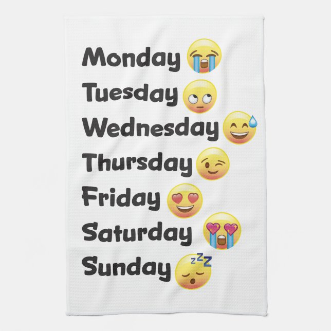 Days of the Week Emoji Kitchen Dish Towel (Vertical)