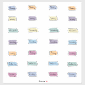 Days of the Week in Pastel Colors Sticker