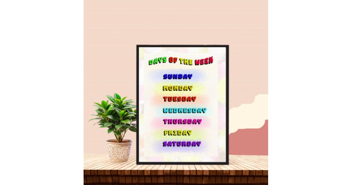 Days of the week learning poster | Zazzle