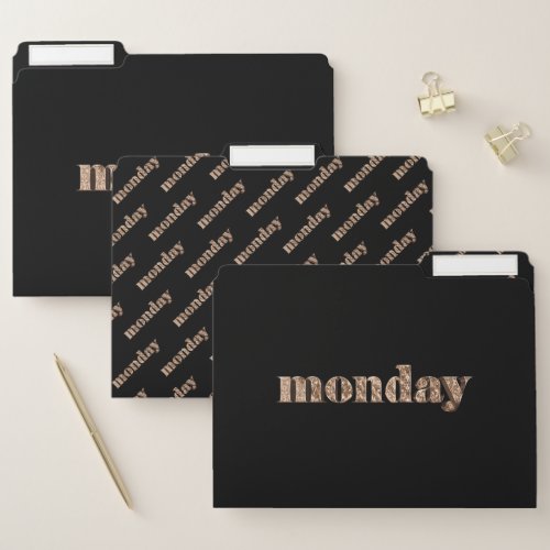 Days of The Week Monday Gold Typography Elegant File Folder