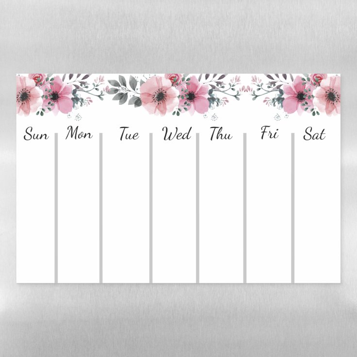 Days of the Week Planner Dry Erase Sheet Zazzle