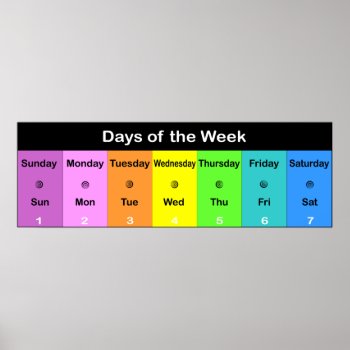 Days Of The Week Poster by KRStuff at Zazzle