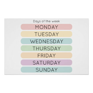 Days of the Week Poster | Homeschool Decor