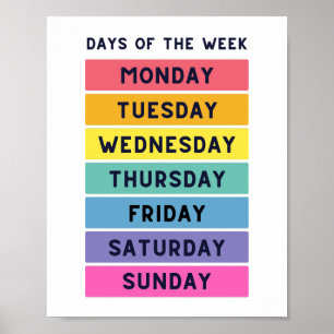 Days of the Week School Education Learning Poster