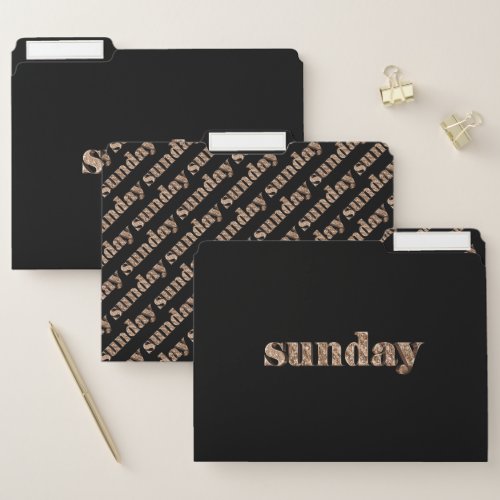Days of The Week Sunday Gold Typography Elegant File Folder