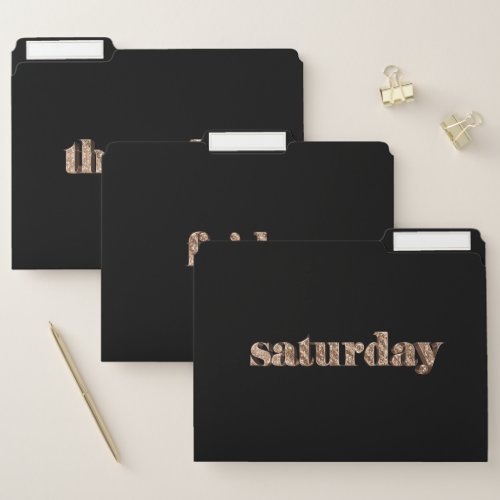Days of The Week Thursday Friday Saturday Gold File Folder