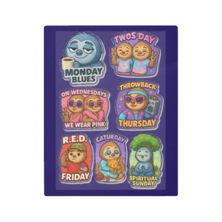 Days of the Week with Sloth  Metal Print