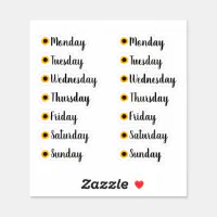 Days of the Week Planner Stickers