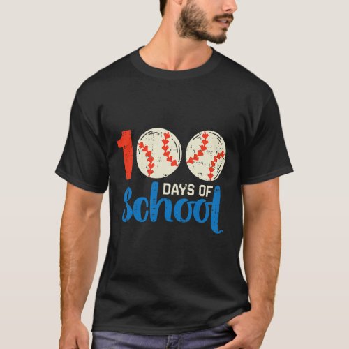 Days School Baseball Softball 100th Day Sport Boy  T_Shirt