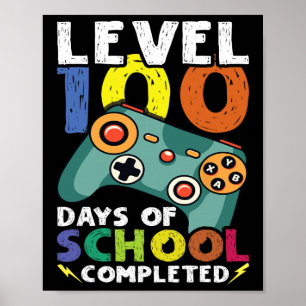 Days School Video Gamer 100th Day Teacher Student Poster