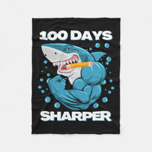 Days Sharper Shark Fun 100 Days Of School Fleece Blanket