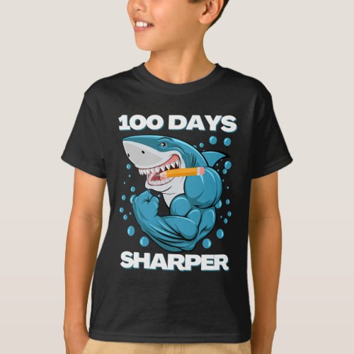 Days Sharper Shark Fun 100 Days Of School  T_Shirt