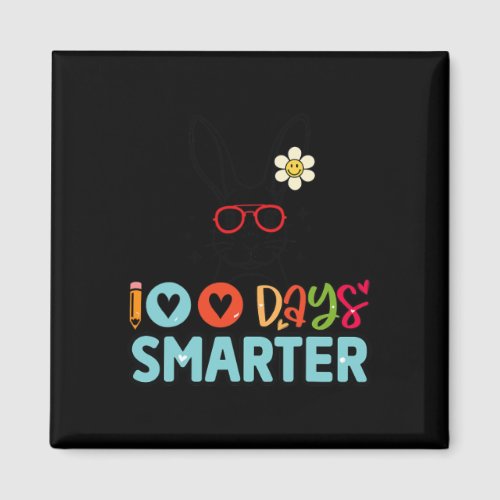 Days Smarter Girls Cute Bunny 100th Day Of School  Magnet