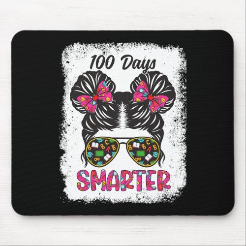 Days Smarter Girls Messy Bun Hair 100th Day Of Sch Mouse Pad