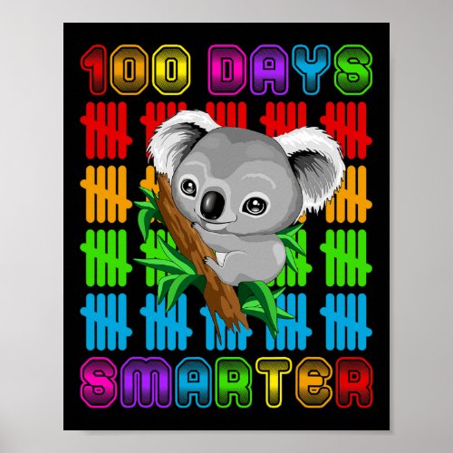 Days Smarter Koala Bear Lovers Happy 100th Day Of  Poster