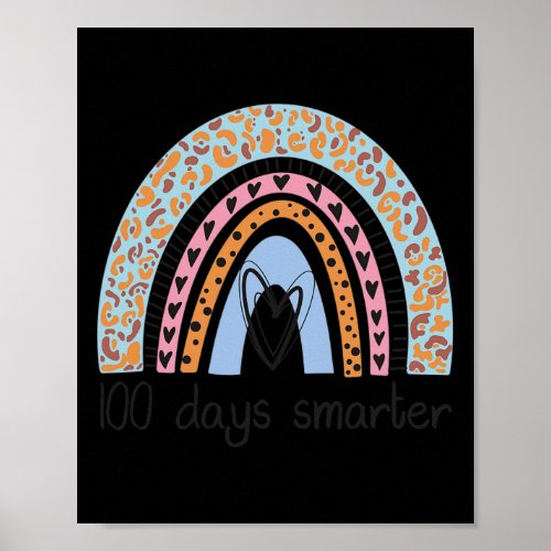 Days Smarter Leopard Rainbow For 100th Day Of Scho Poster