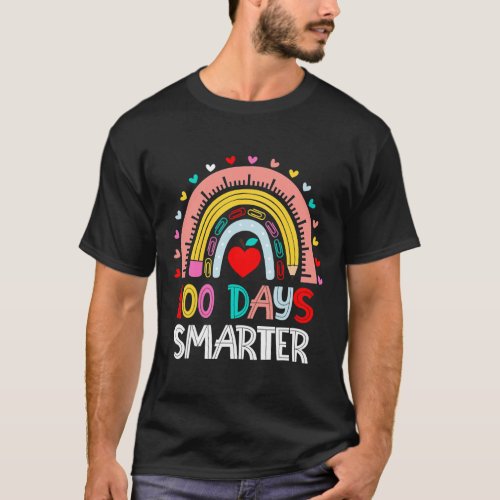 Days Smarter Rainbow 100th Day Of School Teacher K T_Shirt