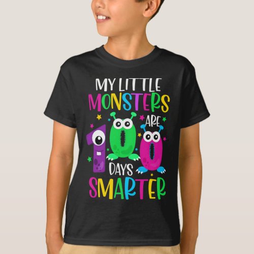 Days Teacher My Little Monsters 100 Days Smarter  T_Shirt