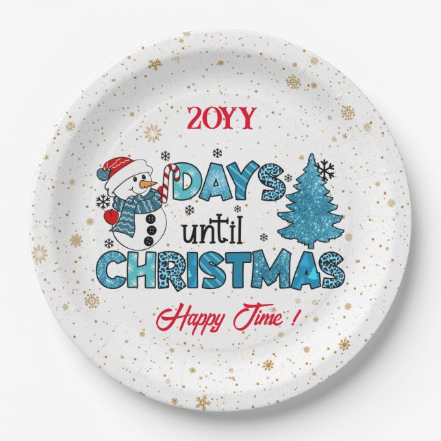 Days Until Christmas Customize Paper Plates (Front)