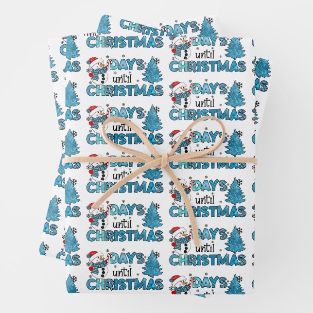 Days Until Christmas Customize Wrapping Paper Sheets (In situ)